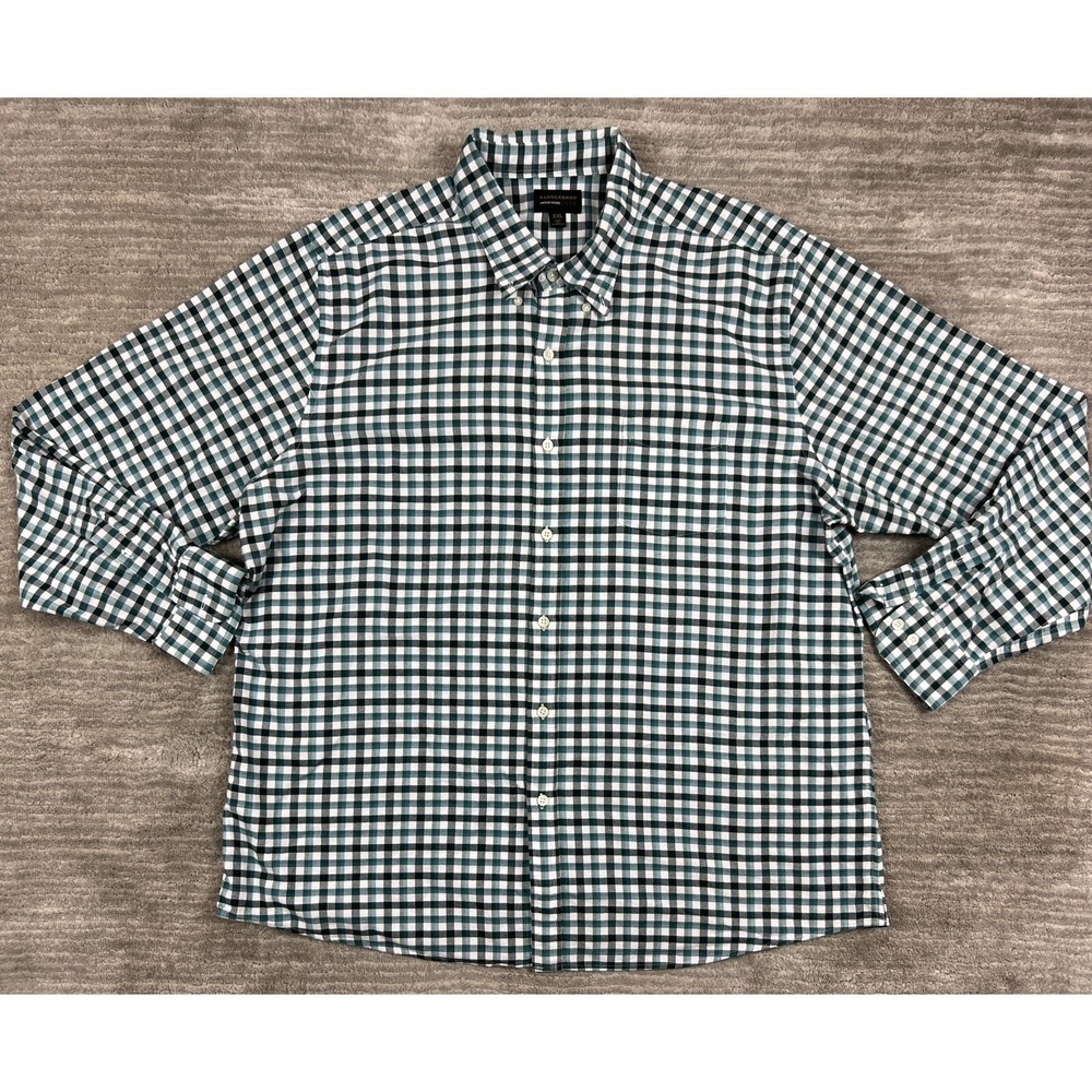 Saddlebred Button Down Shirt Mens XXL Green Gingham Vintage Oxford Long Sleeve